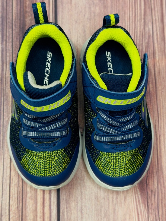 Skechers Other - Skechers Navy & Lime Slip-On Hook-and-Loop Kids Sneakers